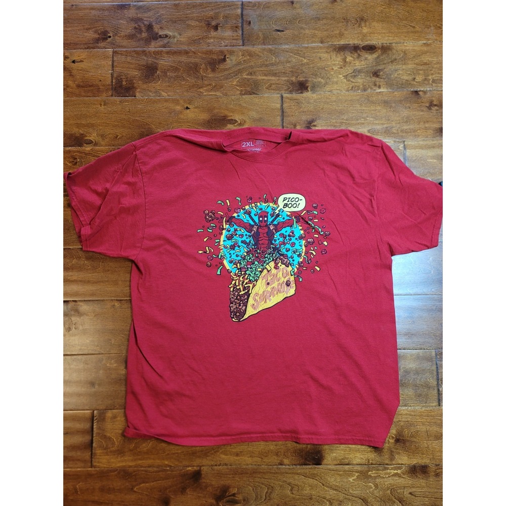 Deadpool Pico Boo Taco Surprise Shirt Men's Size 2XL Red Lootwear Loot Crate Tee